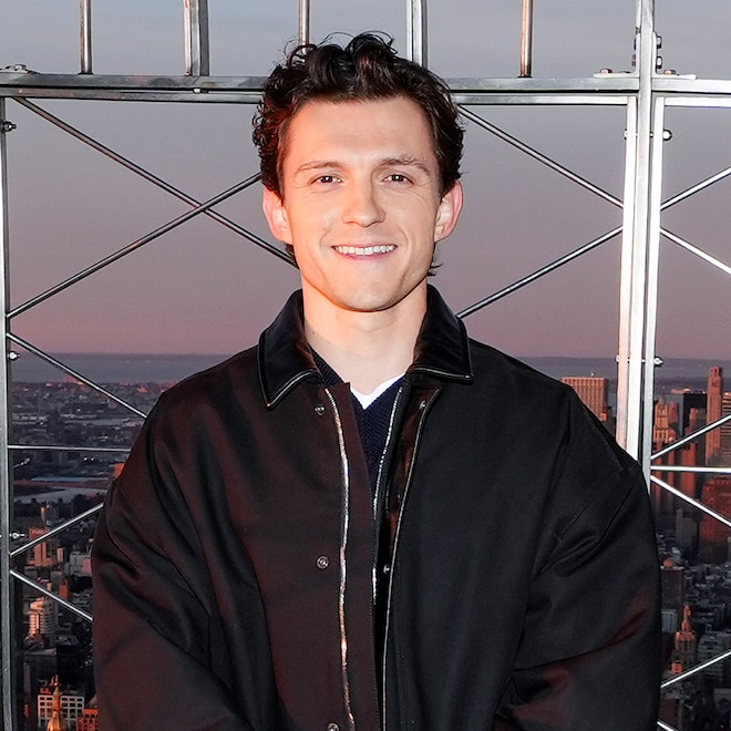 Tom Holland attends a Spider-Man: Brand New Day event at the Empire State Building.